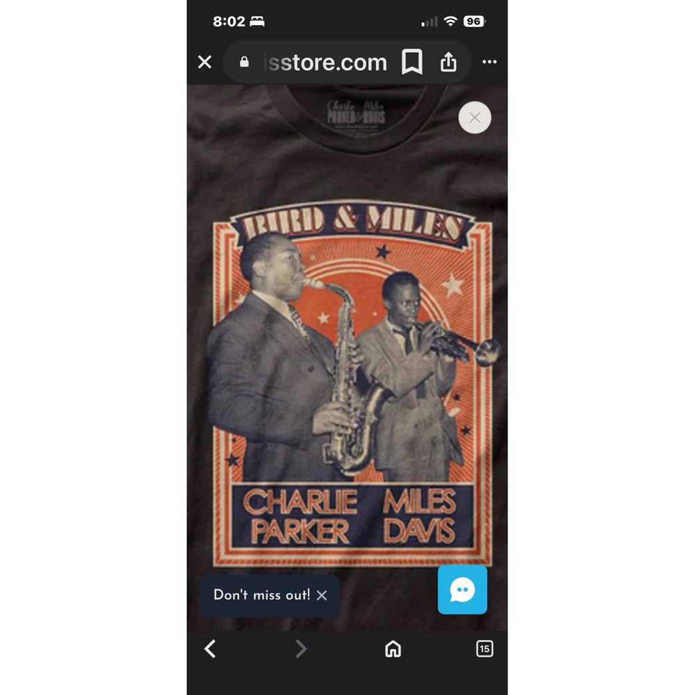 Charlie‎ Parker Miles Davis Bird & Miles Jazz Graphic T-Shirt Mens Black 4 XL